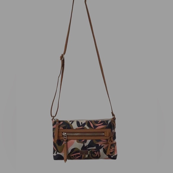 FOSSIL Dawson Floral Coated Canvas Convertible Bag with Hanging Faux Leather Key - Picture 6 of 10